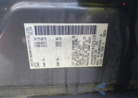 2014 Nissan Maxima 3.5 S/3.5 Sv z USA, uszkodzony, nr VIN 1N4AA5AP3EC457519